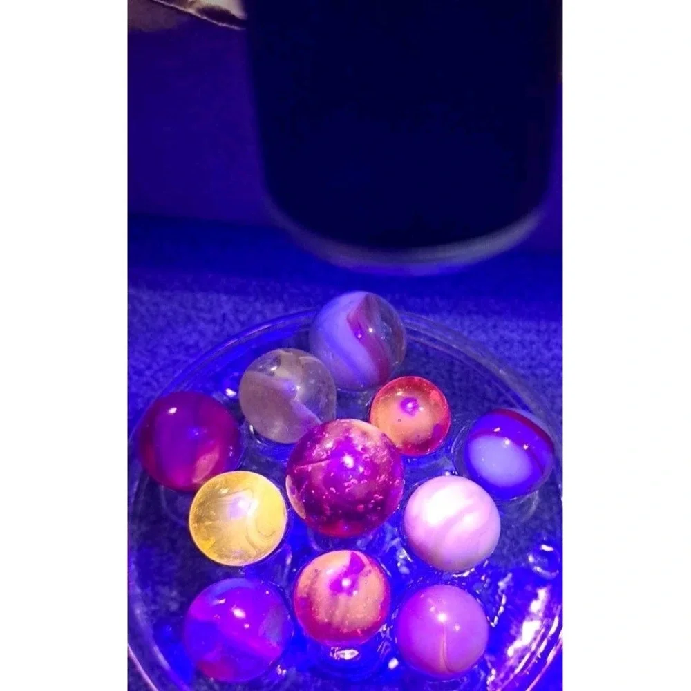 Lot Of 11 Estate Sale Marbles All Orange UV Reactive